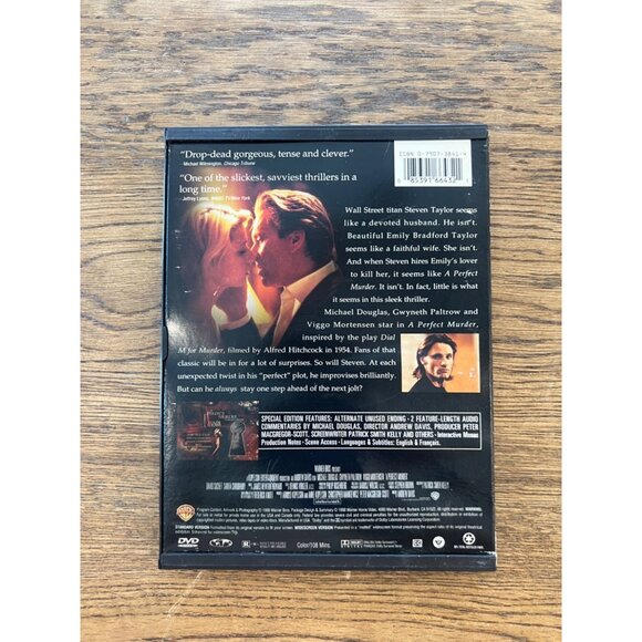 A Perfect Murder 1998 DVD Thriller Michael Douglas Gwyneth Paltrow Pre-Owned - Picture 2 of 4